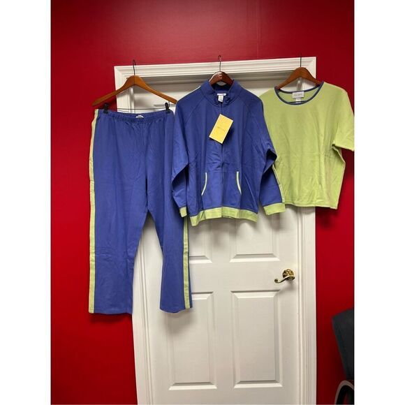Sport Savvy Periwinkle & Green 3Pc. Track Suit sz 2X NWT - Picture 1 of 9